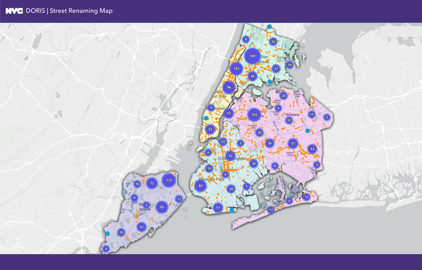 The NYC Honorary Street Names map.
                                           